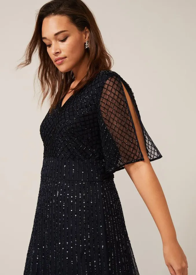 Sascha Beaded Maxi Dress Navy Women Phase Eight Dresses
