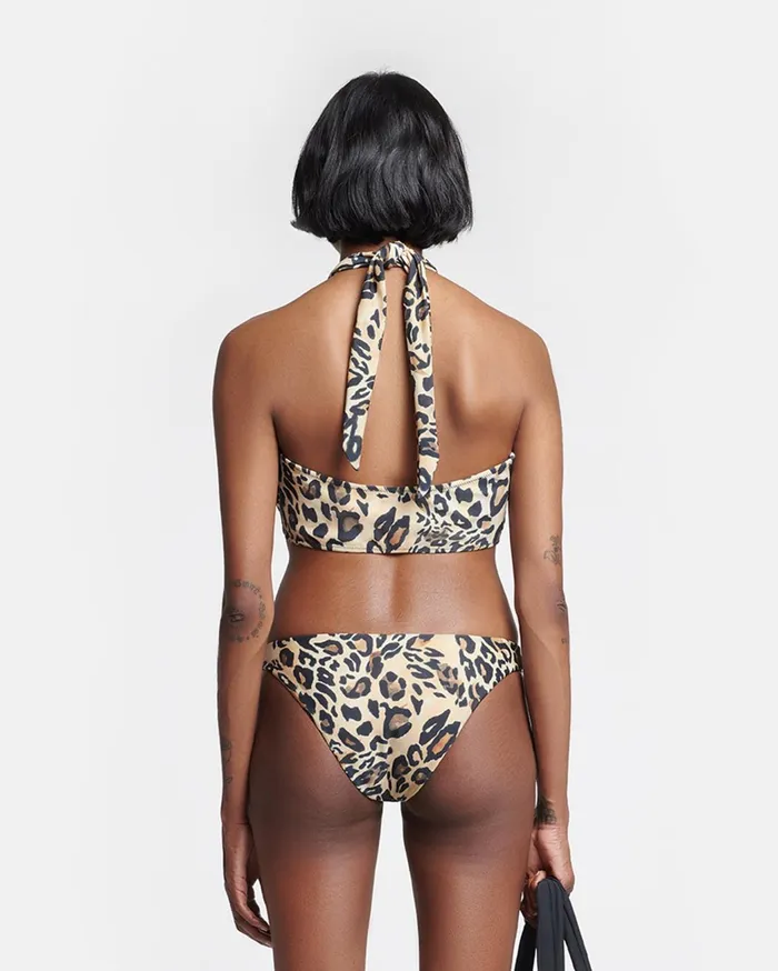 Saura Crossover Halterneck Bikini Top Leopard Women Nanushka Swimwear