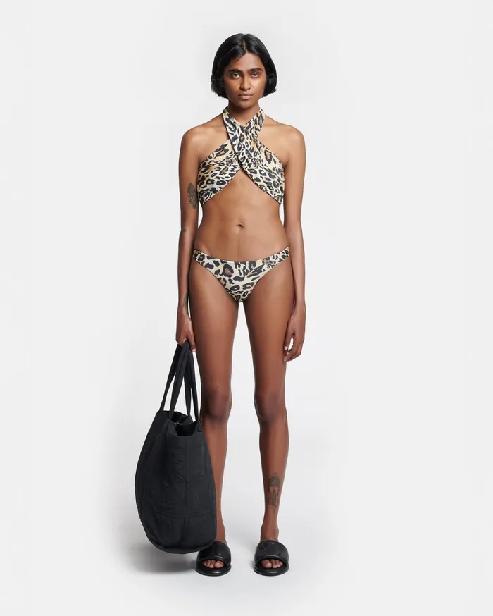 Saura Crossover Halterneck Bikini Top Leopard Women Nanushka Swimwear