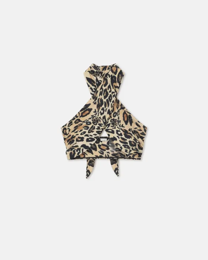 Saura Crossover Halterneck Bikini Top Leopard Women Nanushka Swimwear