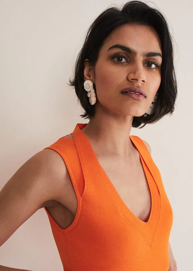 Scarlett Knitted Top Orange Women Phase Eight Knitwear