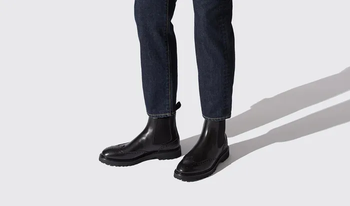 Scarosso Chelsea Boots Men Keith Black Black Calf