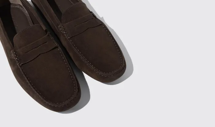 Scarosso Driving Shoes Men Michael Brown Suede Dark Brown 8211 Suede
