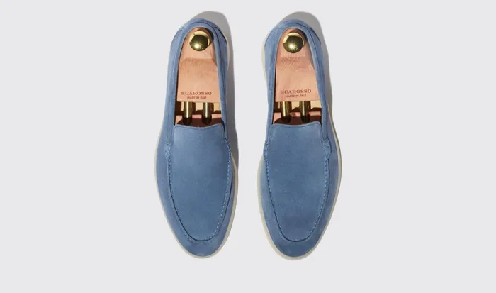 Scarosso Loafers Men Ludovico Acciaio Scamosciato Steel Blue 8211 Suede