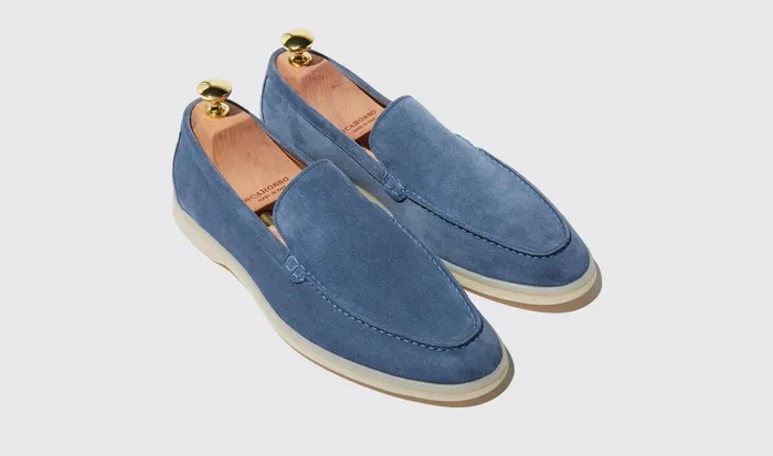 Scarosso Loafers Men Ludovico Acciaio Scamosciato Steel Blue 8211 Suede