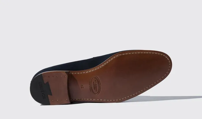 Scarosso Loafers Men Marzio Abisso Scamosciato Dark Blue Suede