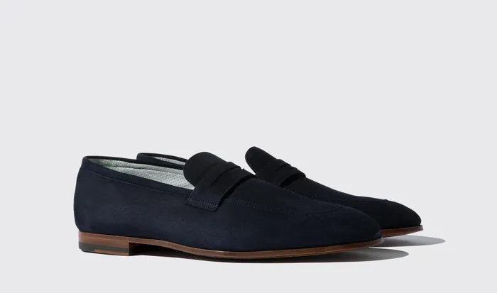 Scarosso Loafers Men Marzio Abisso Scamosciato Dark Blue Suede
