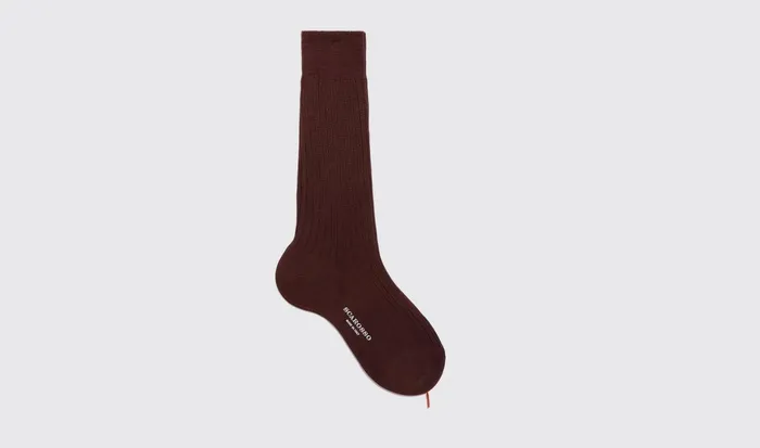 Scarosso Socks Men Burgundy Cotton Calf Socks Burgundy 8211 Cotton