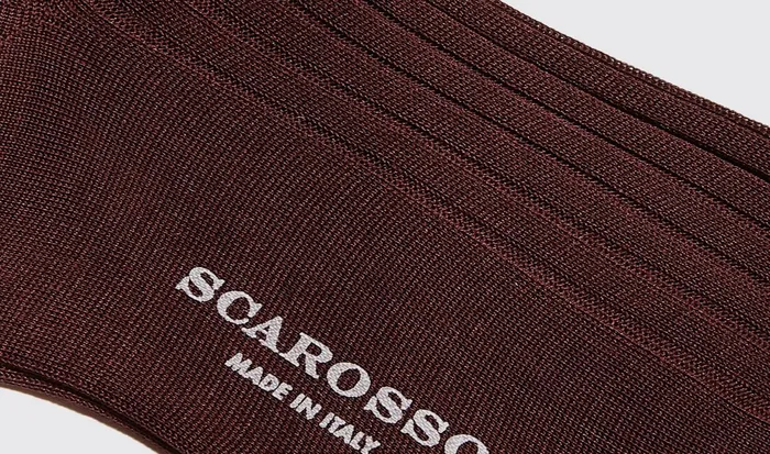 Scarosso Socks Men Burgundy Cotton Calf Socks Burgundy 8211 Cotton
