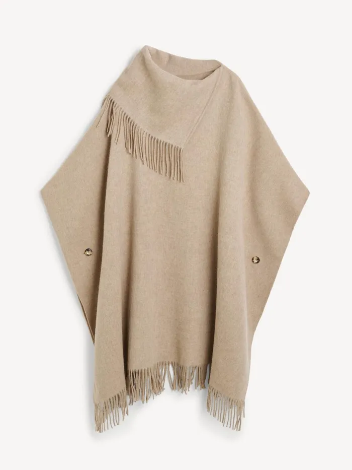 Scarves Women By Malene Birger Turtlo Wool Poncho Grey Brown Melange