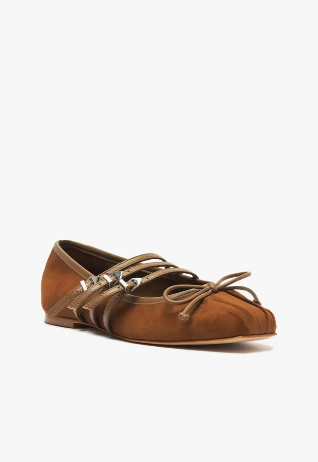Schutz Shoes Ballerinas Women Arissa Strap Flat Dark Caramel