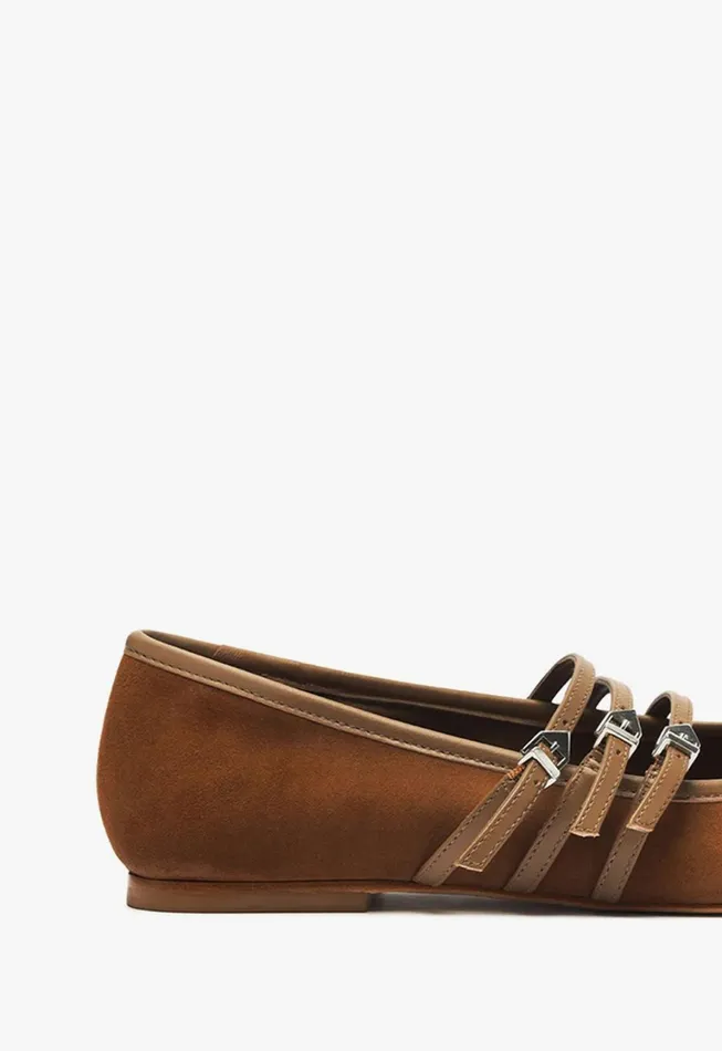 Schutz Shoes Ballerinas Women Arissa Strap Flat Dark Caramel