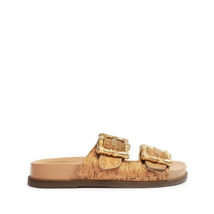 Schutz Shoes Enola Women Enola Sporty Cork and Nappa Leather Sandal Beige