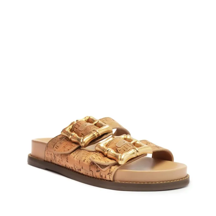 Schutz Shoes Enola Women Enola Sporty Cork and Nappa Leather Sandal Beige