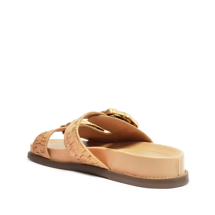 Schutz Shoes Enola Women Enola Sporty Cork and Nappa Leather Sandal Beige