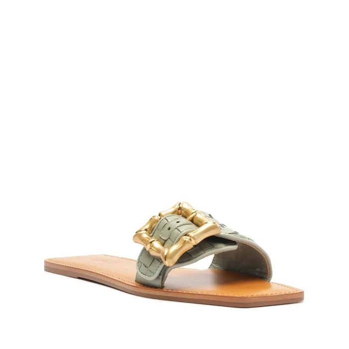 Schutz Shoes Enola Women Enola Woven Leather Sandal Green
