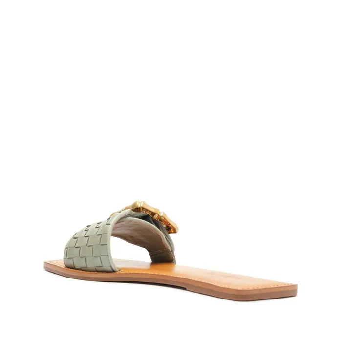 Schutz Shoes Enola Women Enola Woven Leather Sandal Green