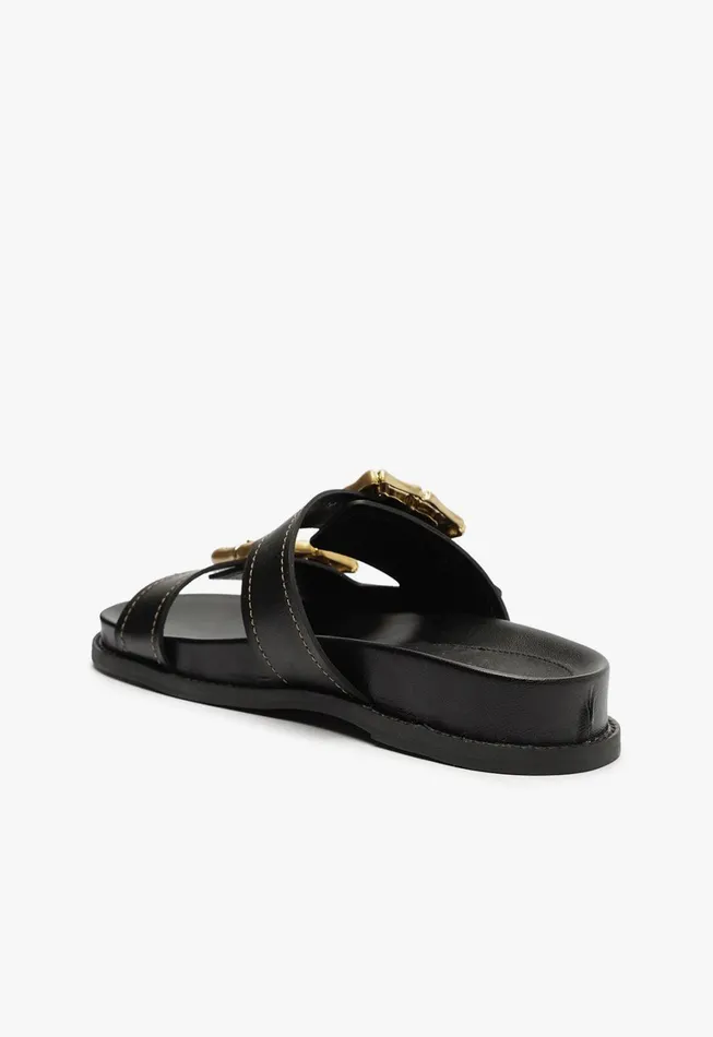 Schutz Shoes Flats Women Enola Sporty Leather Sandal Black Schutz Shoes Flats Women Enola Sporty Leather Sandal Black
