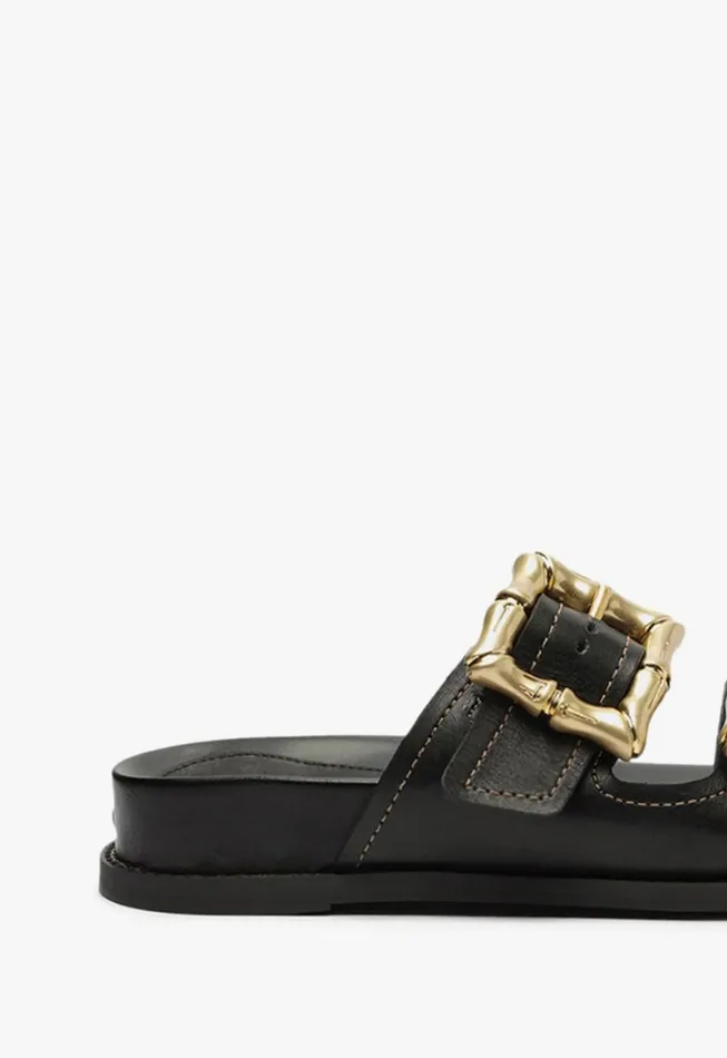 Schutz Shoes Flats Women Enola Sporty Leather Sandal Black Schutz Shoes Flats Women Enola Sporty Leather Sandal Black