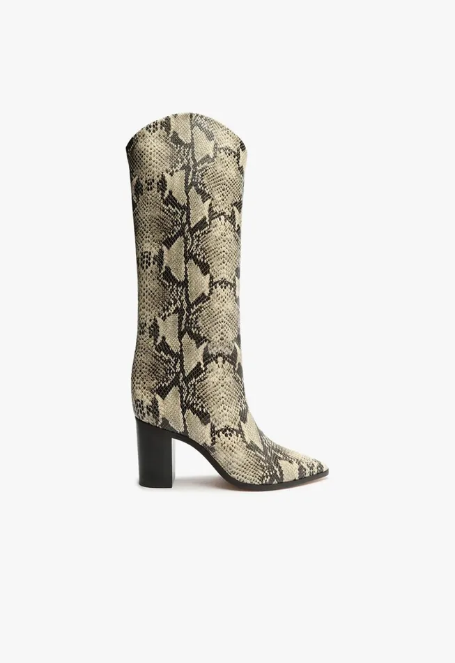 Schutz Shoes Maryana Boots Women Maryana Block Boot Natural Snake