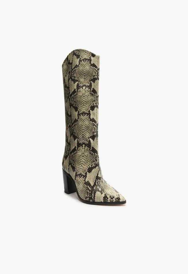 Schutz Shoes Maryana Boots Women Maryana Block Boot Natural Snake