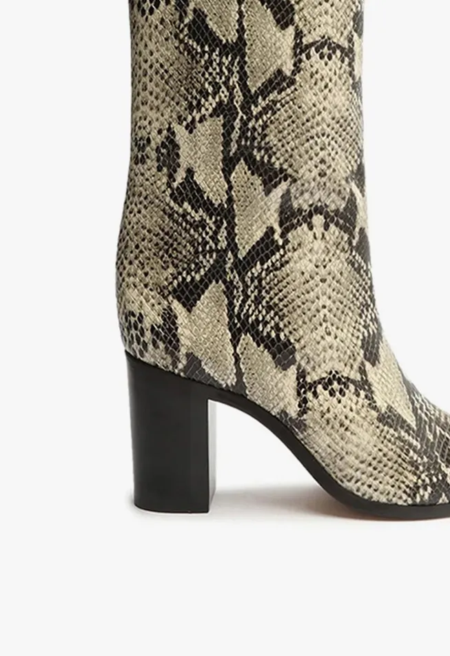 Schutz Shoes Maryana Boots Women Maryana Block Boot Natural Snake
