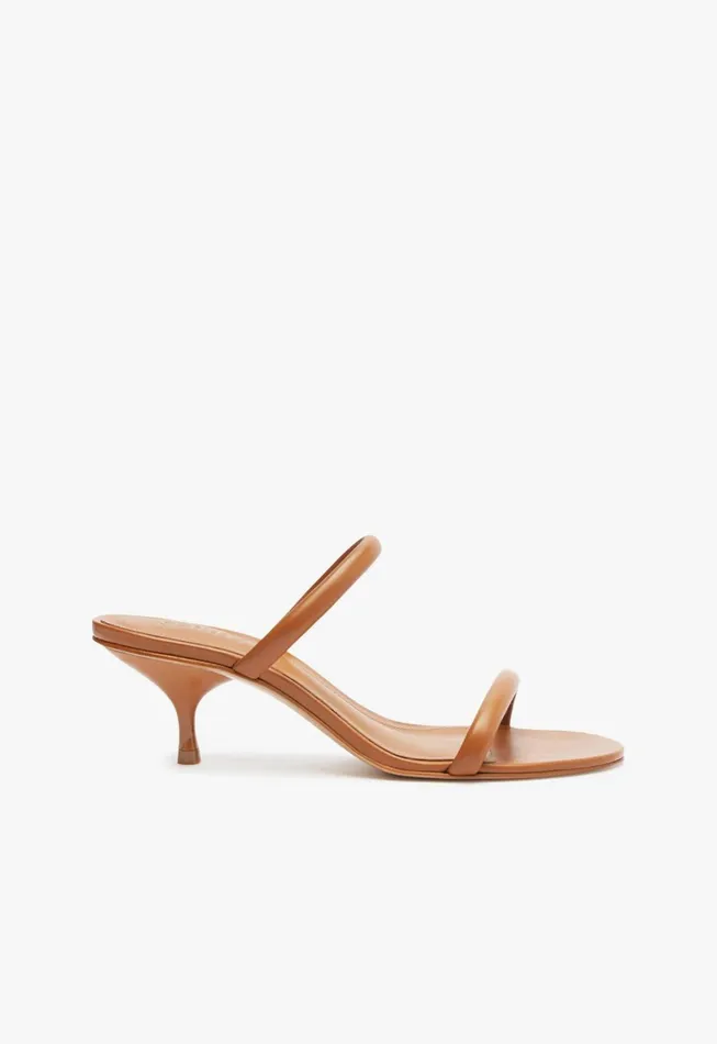 Schutz Shoes Mules Women Taliah Mid Nappa Leather Sandal Honey Peach