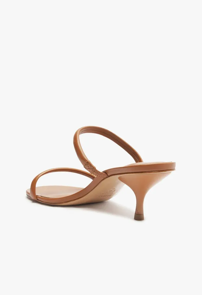 Schutz Shoes Mules Women Taliah Mid Nappa Leather Sandal Honey Peach