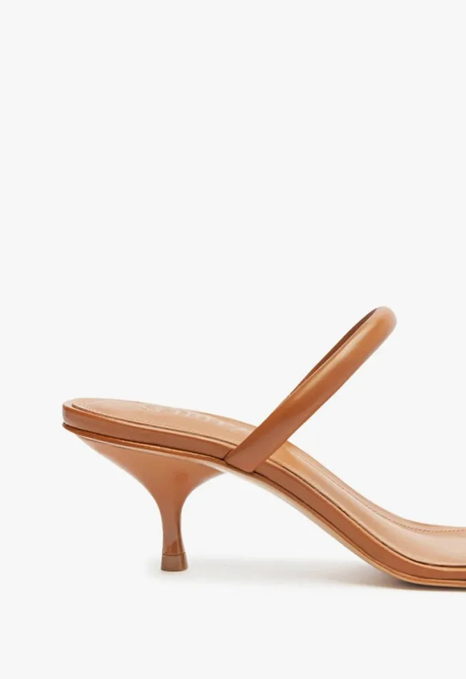 Schutz Shoes Mules Women Taliah Mid Nappa Leather Sandal Honey Peach