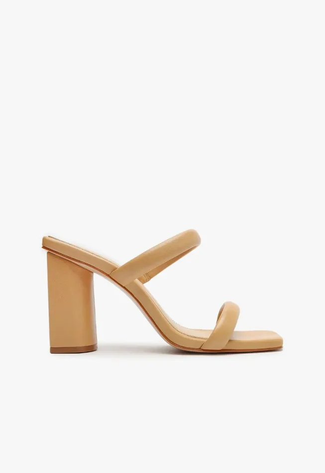Schutz Shoes Mules Women Ully Nappa Leather Sandal Light Beige