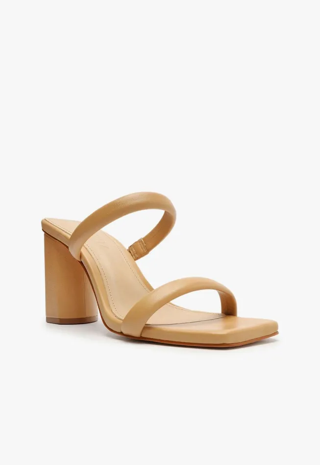 Schutz Shoes Mules Women Ully Nappa Leather Sandal Light Beige