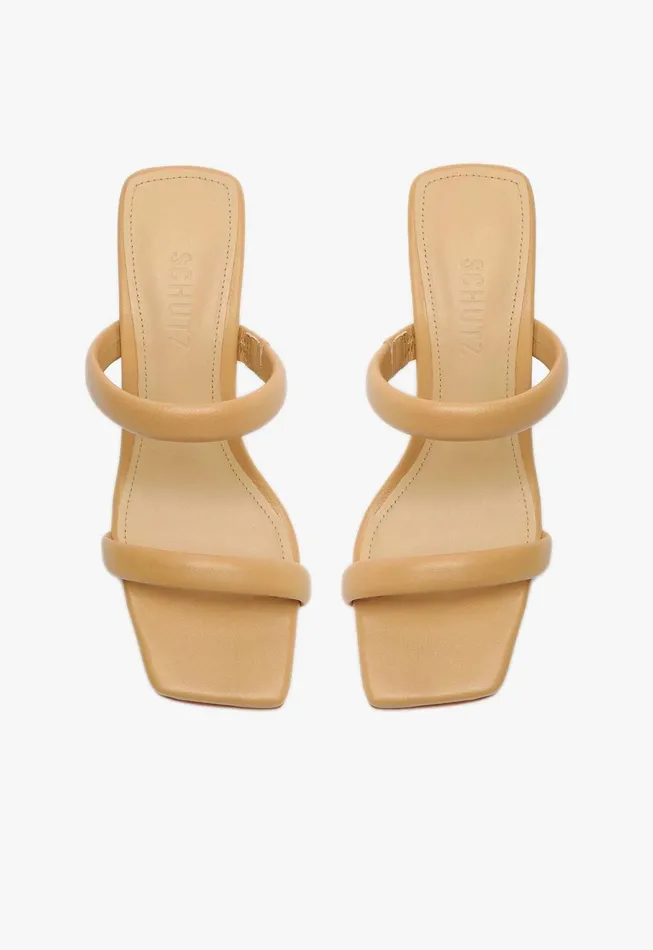 Schutz Shoes Mules Women Ully Nappa Leather Sandal Light Beige