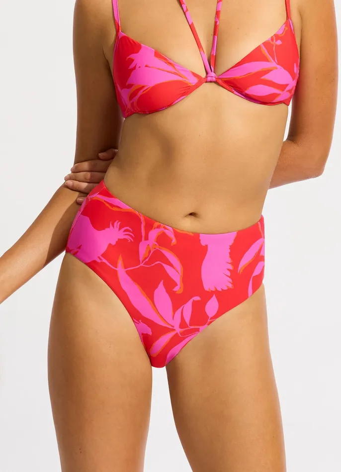 Seafolly Birds Of Paradise High Waisted Bikini Bottom 8211 Chilli Red Women High Waisted