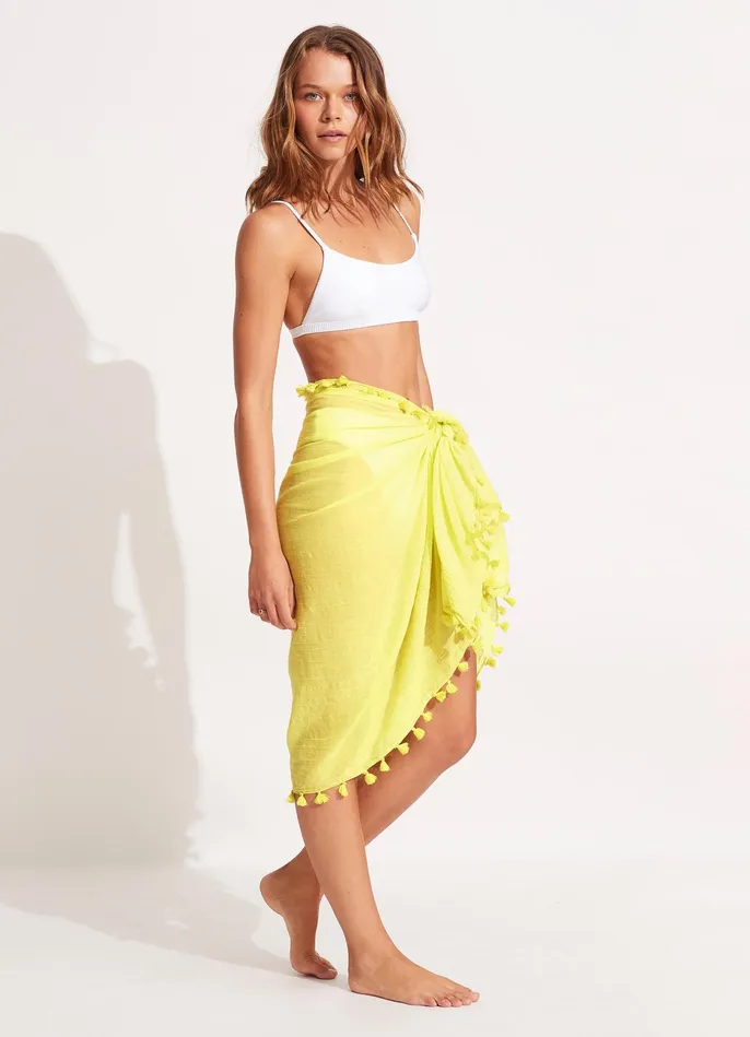 Seafolly Cotton Gauze Sarong 8211 Celery Women Skirts and Sarongs