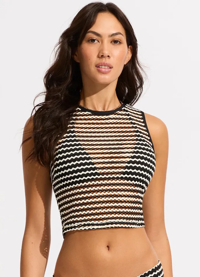Seafolly Mesh Effect Tank Top 8211 Black Women Bralette