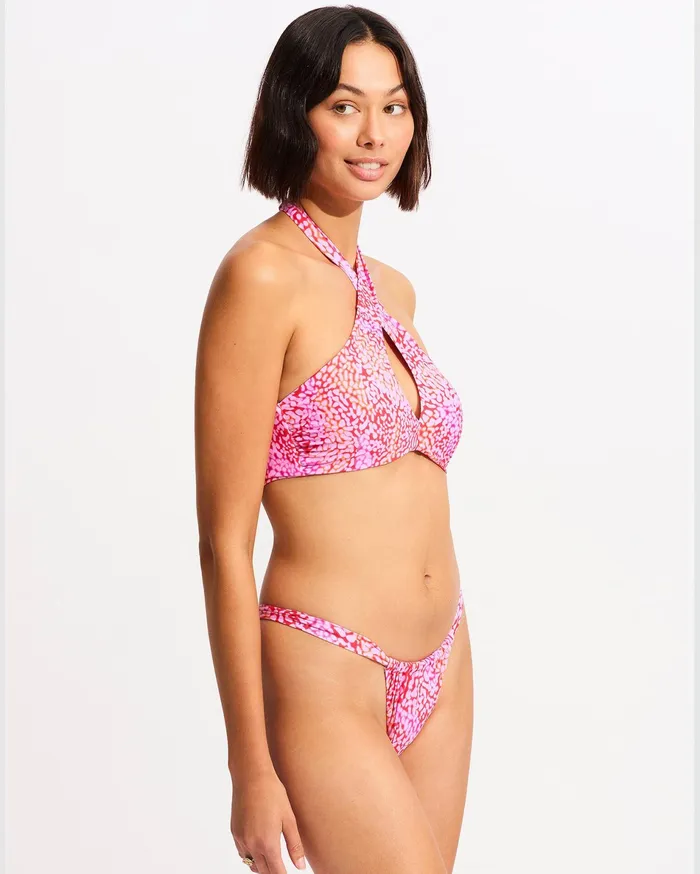 Seafolly Sea Skin Cross Front Bra Bikini Top 8211 Fuchsia Rose Women Halter