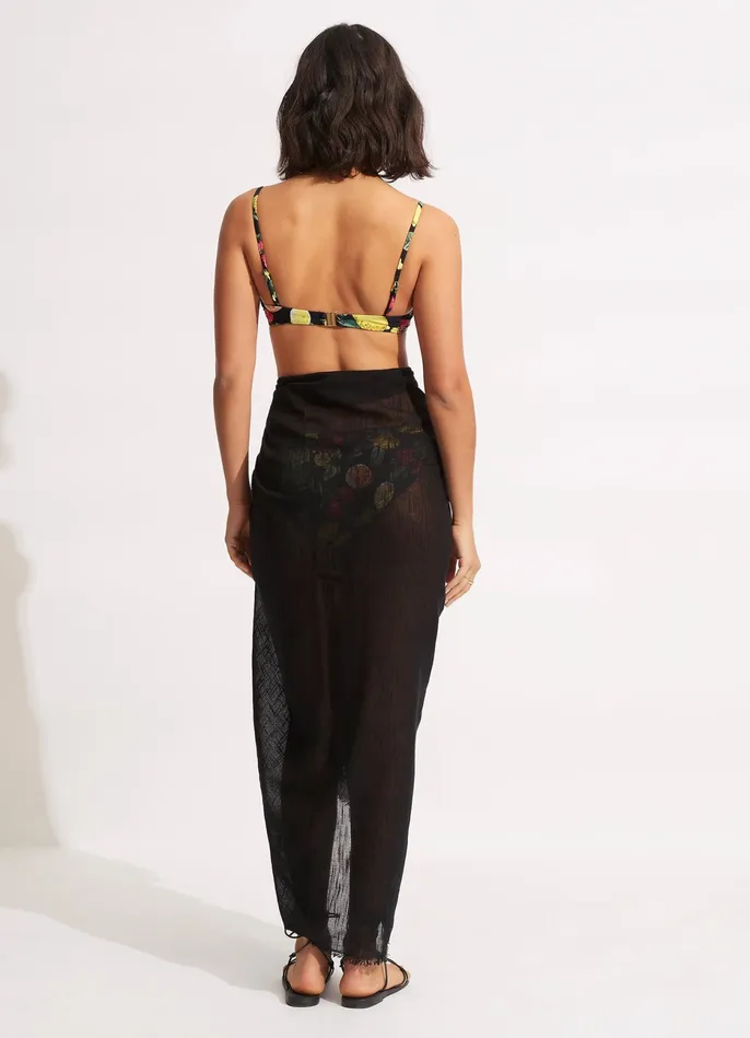 Seafolly Textured Cotton Beach Wrap 8211 Black Women Skirts and Sarongs Seafolly Textured Cotton Beach Wrap 8211 Black Women Skirts and Sarongs