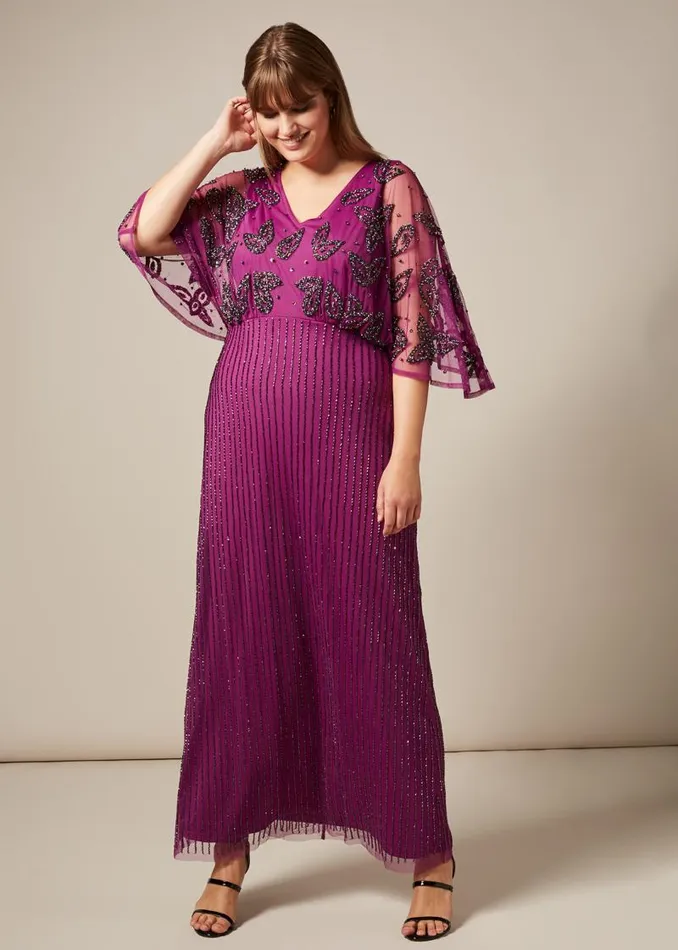 Selene Beaded Maxi Dress Magenta Women Phase Eight Dresses