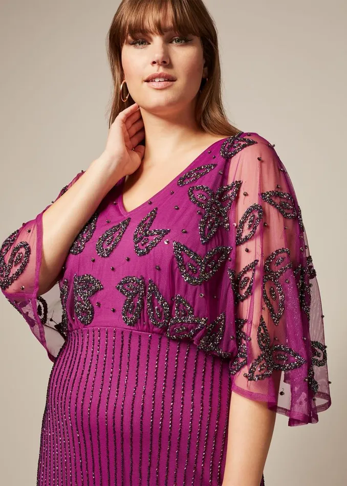 Selene Beaded Maxi Dress Magenta Women Phase Eight Dresses
