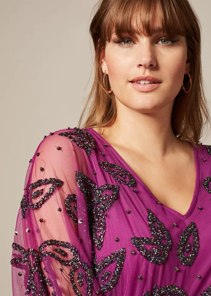 Selene Beaded Maxi Dress Magenta Women Phase Eight Dresses
