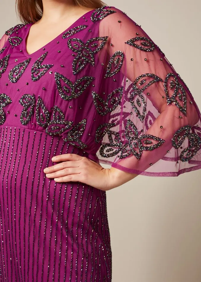 Selene Beaded Maxi Dress Magenta Women Phase Eight Dresses