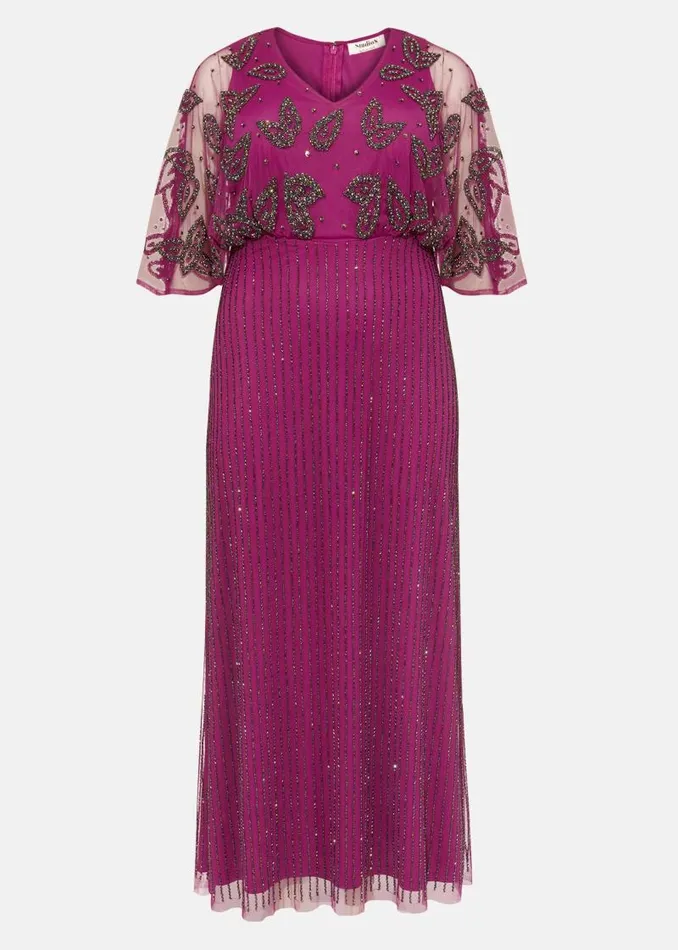 Selene Beaded Maxi Dress Magenta Women Phase Eight Dresses