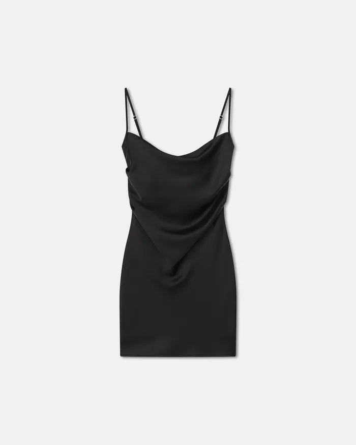 Seren Slip Satin Mini Dress Black Women Nanushka Dresses