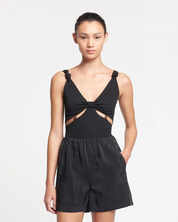 Seve Beaded MeshJersey Bodysuit Black Women Nanushka Tops