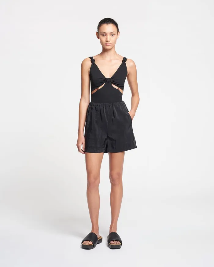 Seve Beaded MeshJersey Bodysuit Black Women Nanushka Tops