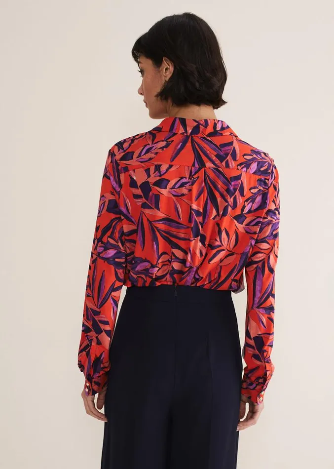 Shareen Leaf Print Shirt Red Women Phase Eight Shirts and Blouses