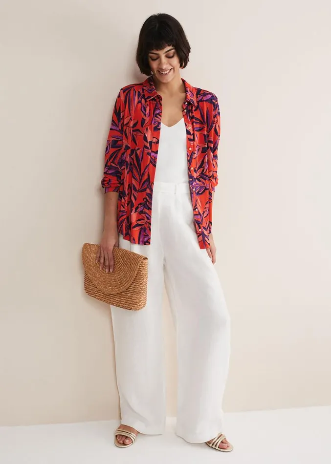 Shareen Leaf Print Shirt Red Women Phase Eight Shirts and Blouses