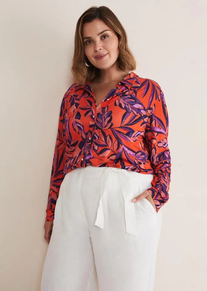 Shareen Leaf Print Shirt Red Women Phase Eight Shirts and Blouses