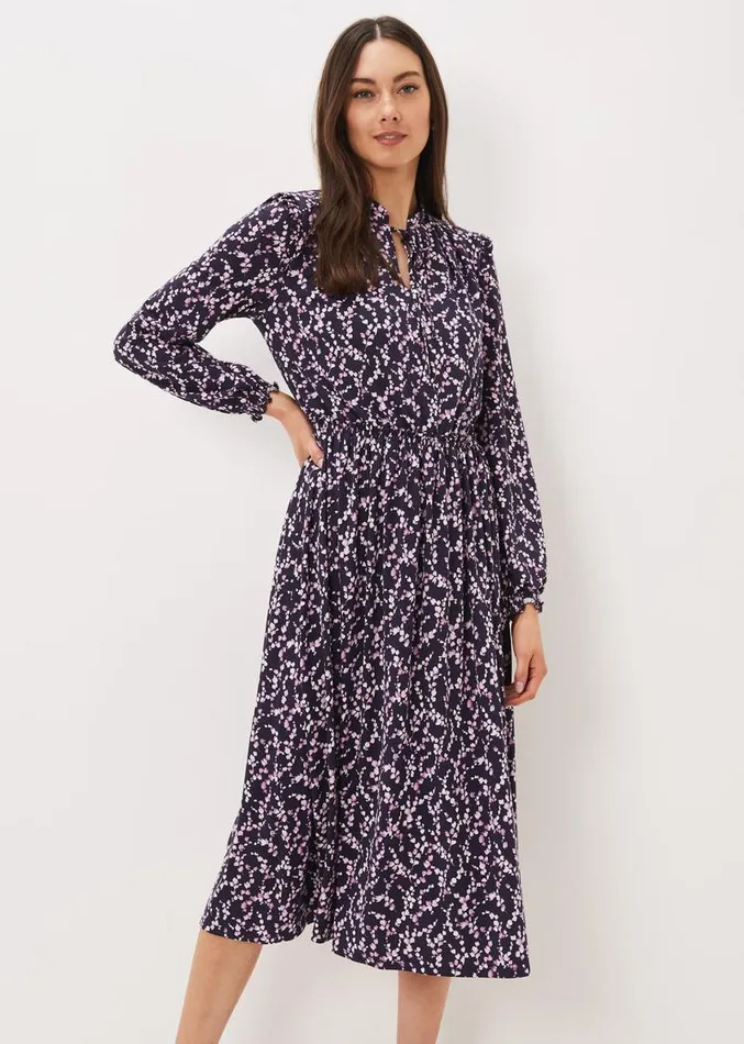 Shay Floral Midi Dress Purplepink Women Phase Eight Dresses