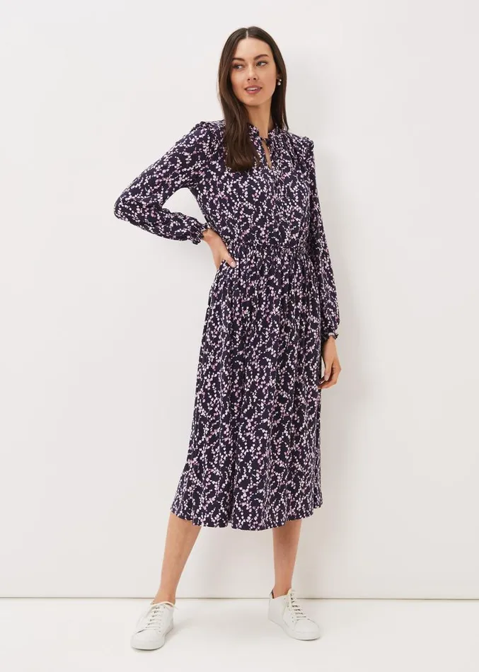 Shay Floral Midi Dress Purplepink Women Phase Eight Dresses